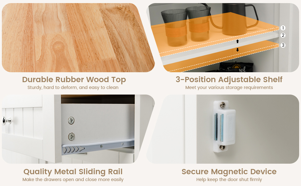 Rubber Wood Kitchen Trash Cabinet with Single Trash Can Holder and Adjustable Shelf